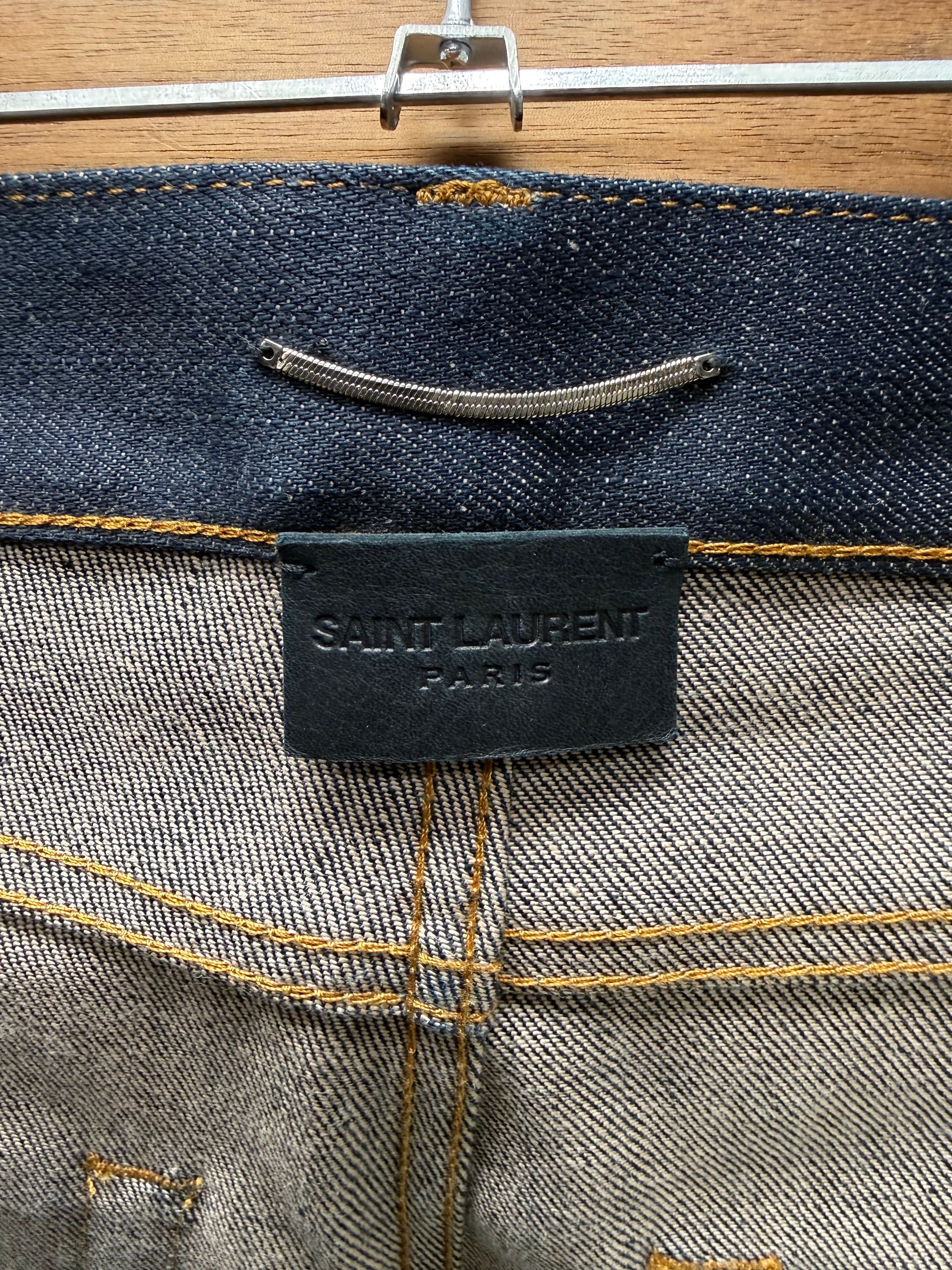 Saint Laurent Paris 2020 Saint Laurent ‘D18’ Dark Raw Washed Blue Skinny Jeans Size US 28 / EU 44 - 3 Thumbnail