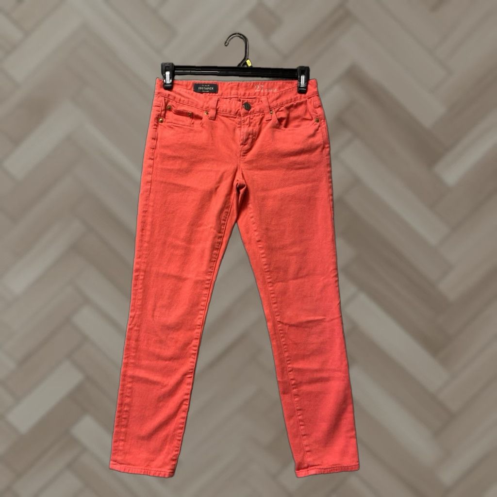 Denime J Crew Jeans Women’s Denim 30x27 Slim 5-Pocket Zip Bright Magenta Cotton Size 30" / US 8 / IT 44 - 1 Thumbnail