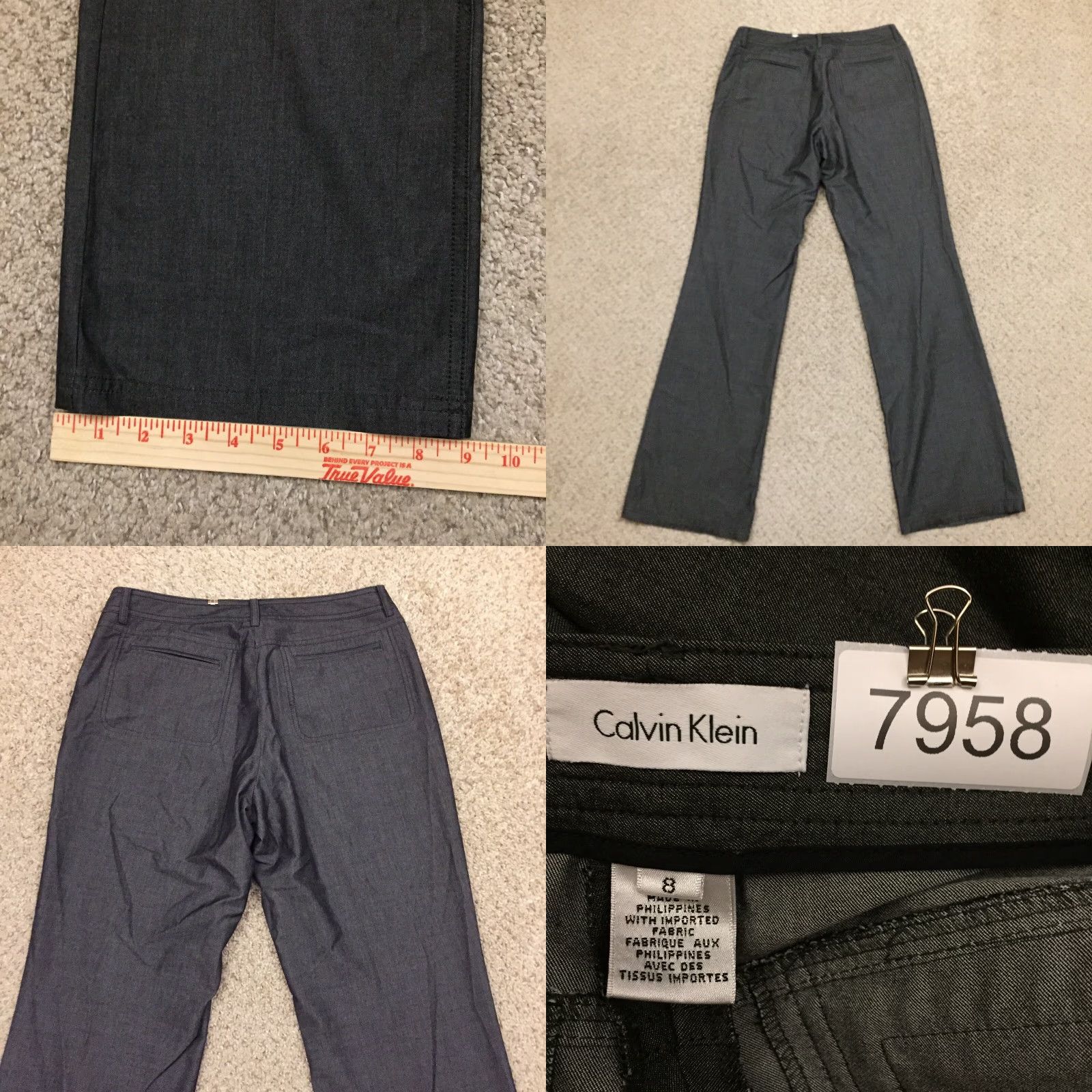 Calvin Klein Calvin Klein Dress Pants Womens Size 8 Gray Straight Leg Polyester Blend 30x33 Size 30" / US 8 / IT 44 - 8 Thumbnail