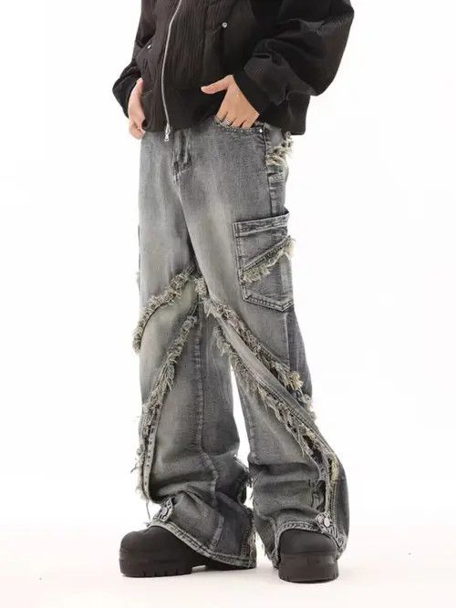 VIBE Retro ruined whiskering design washed distressed jeans Size US 30 / EU 46 - 2 Thumbnail
