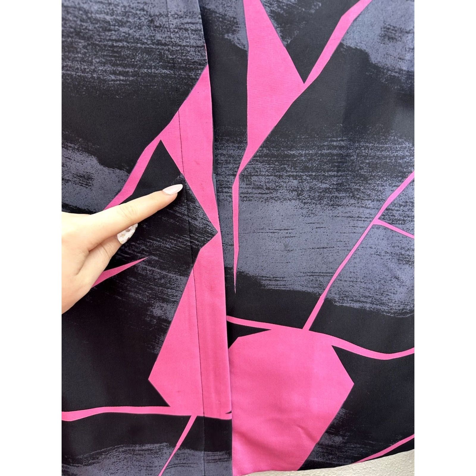 Vintage Silk Club Jacket Womens Petite Small Pink Black Zip Up Geometric Mid-Length Satin Lining Static Size S / US 4 / IT 40 - 5 Thumbnail