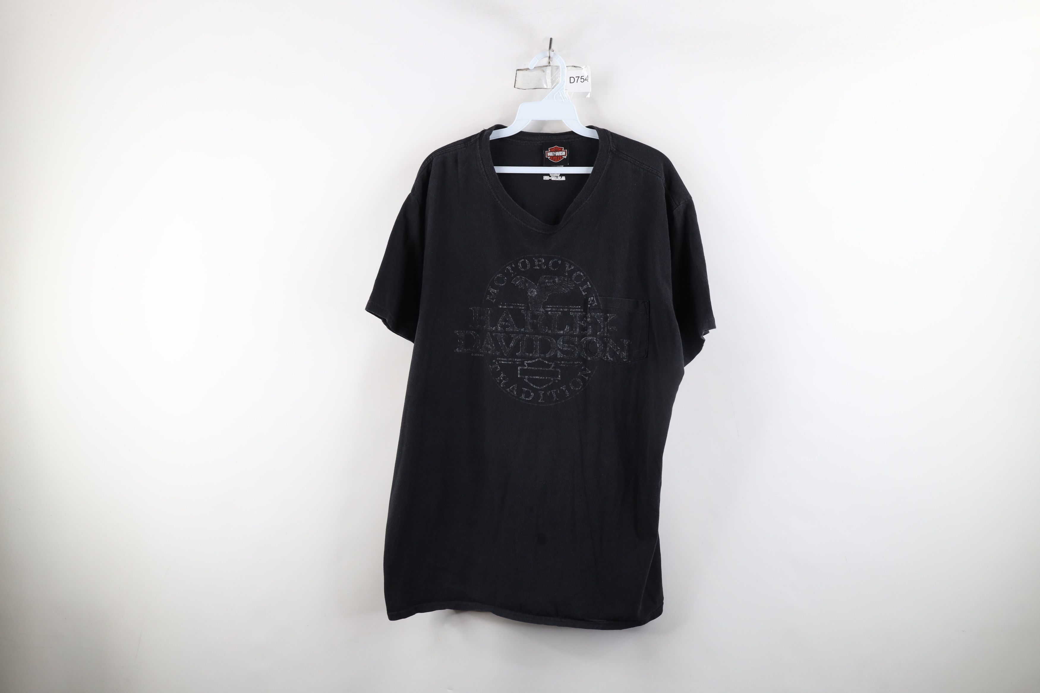 Harley Davidson × Vintage Vintage Harley Davidson Spell Out Eagle Pocket T-Shirt Black Size US XXL / EU 58 / 5 - 1 Thumbnail