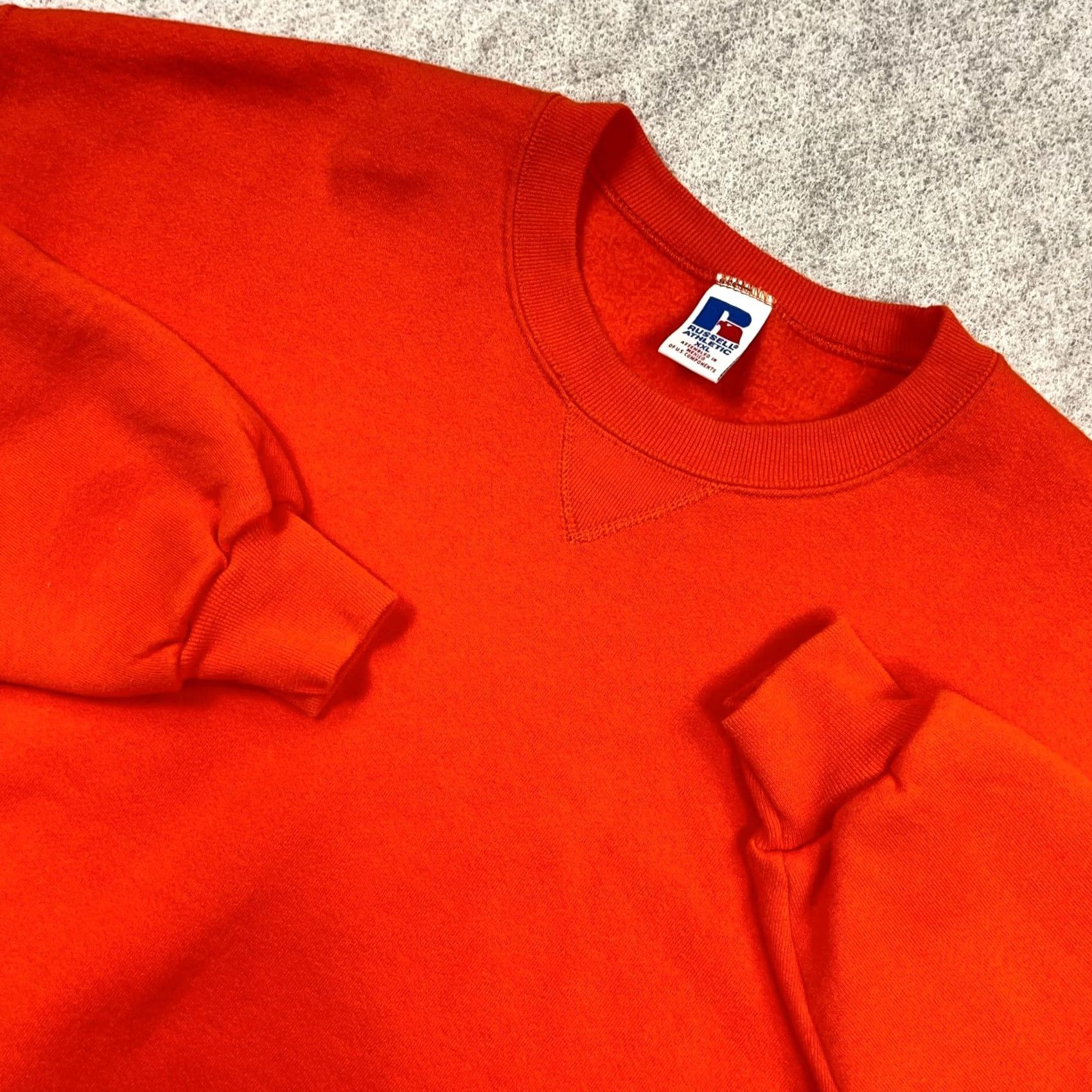 Russell Athletic VINTAGE Russell Sweatshirt XXL Orange Crew Neck Sweater Blank 90s Y2K 50/50 Men Size US XXL / EU 58 / 5 - 2 Thumbnail