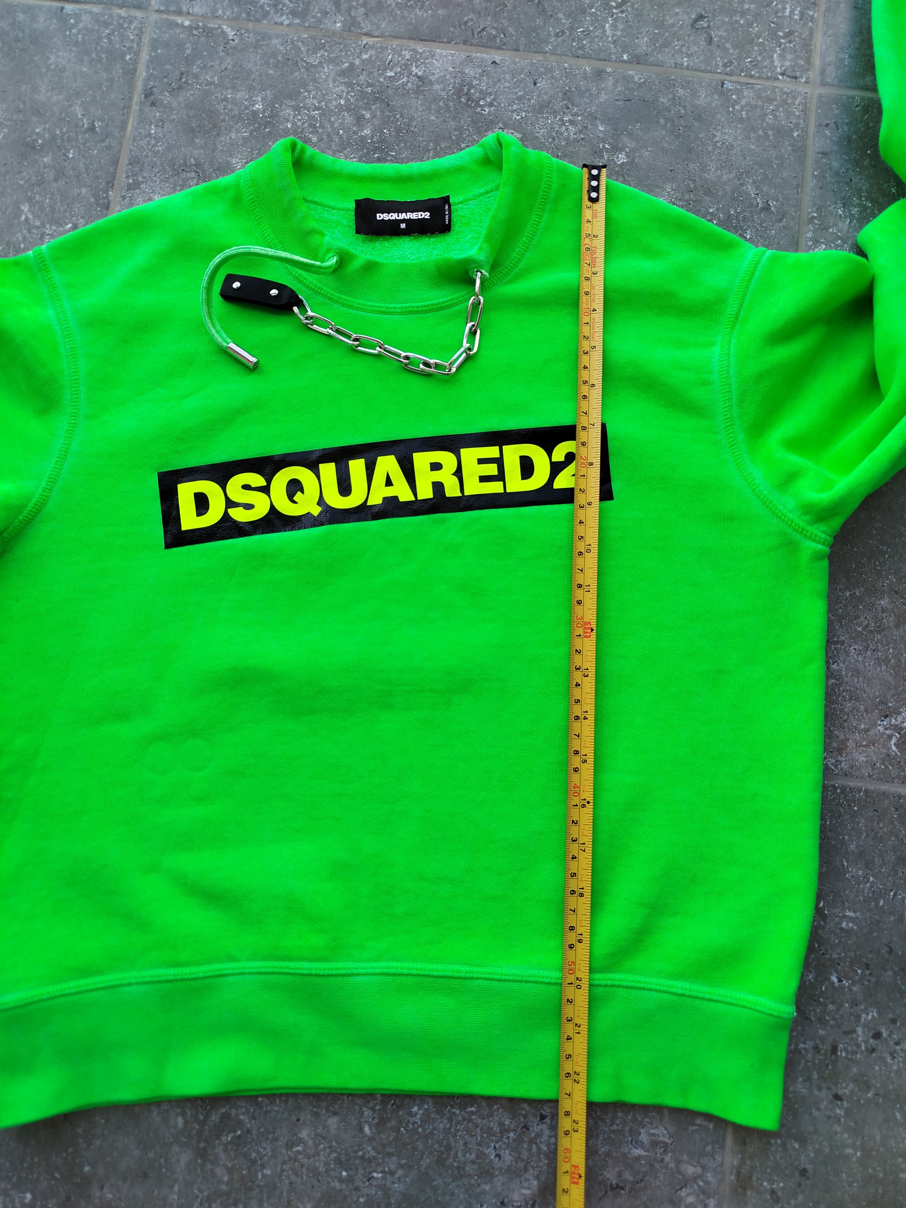 Dsquared2 Sweatshirt Neon Green Crew Neck Logo Chain Cotton Size M Size M / US 6-8 / IT 42-44 - 12 Thumbnail