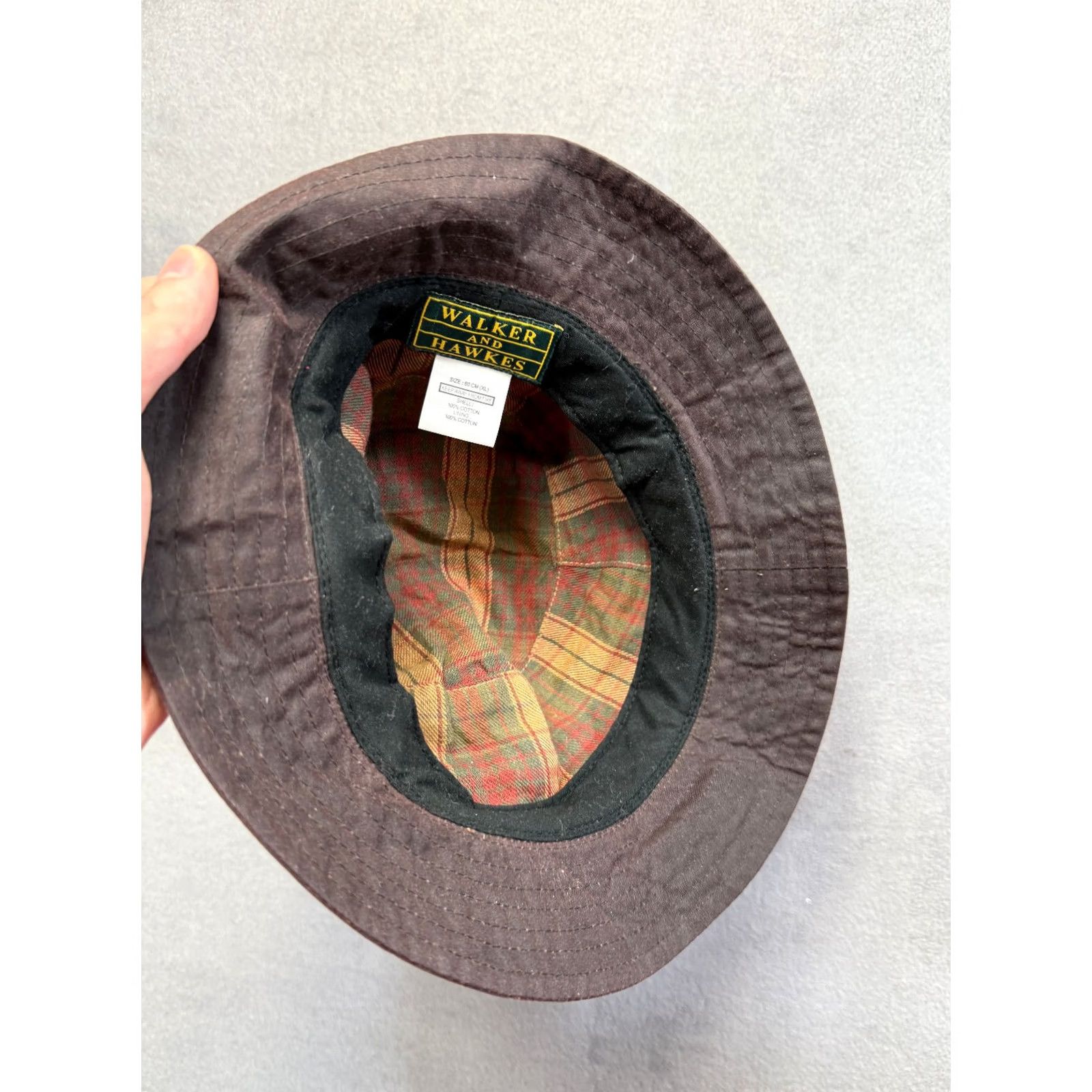 Vintage Walker and Hawks Bucket Hat Mens 60cm Brown Waxed Bucket Hat Size ONE SIZE - 6 Thumbnail