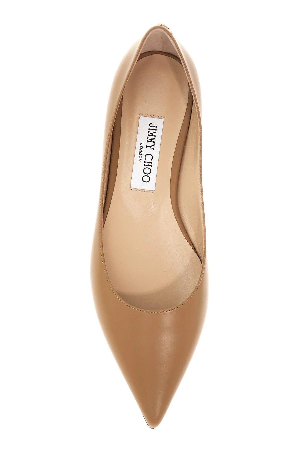 Jimmy Choo o1s22i1n1024 Smooth Leather Love Ballerina Flats in Beige Size US 10 / IT 40 - 2 Thumbnail