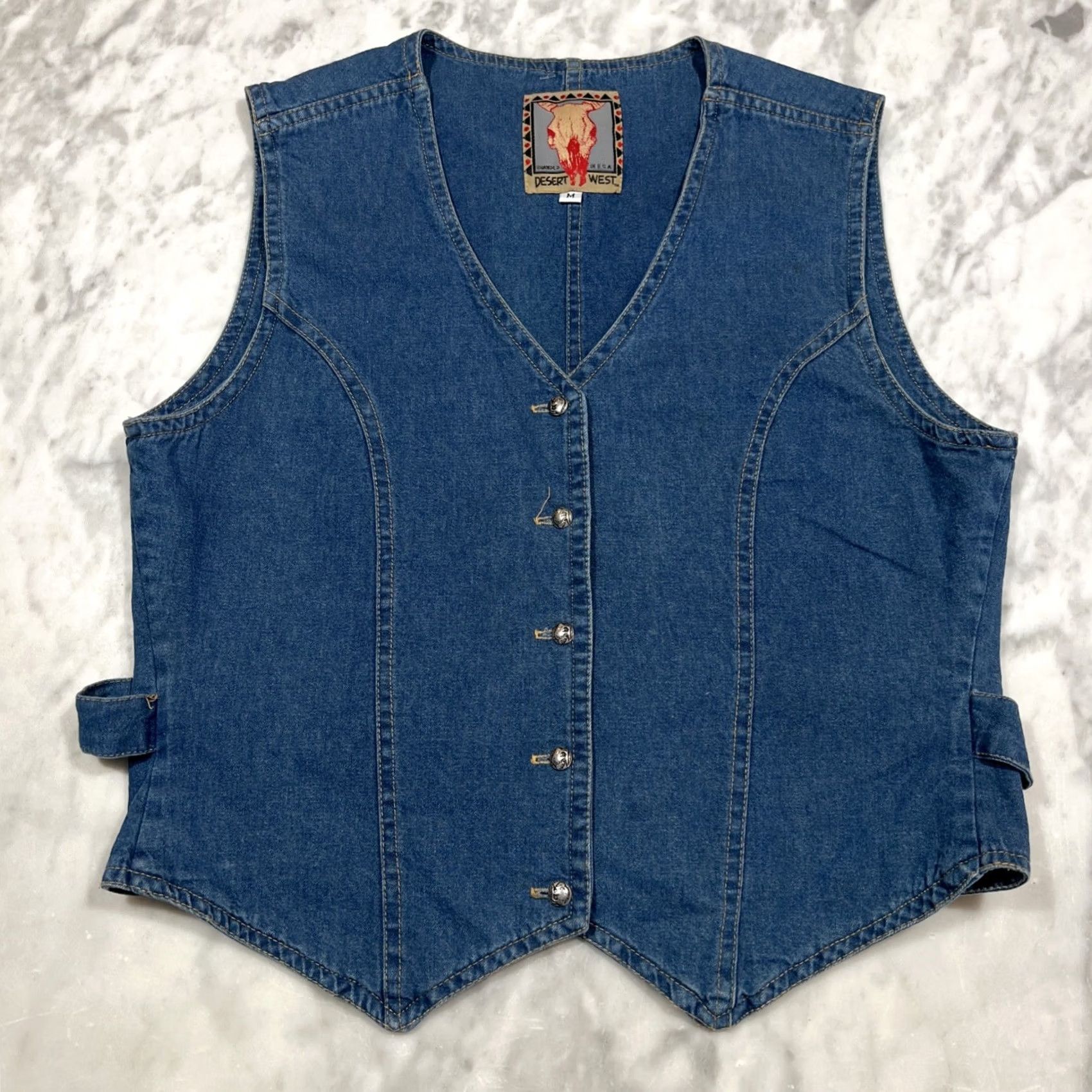 Denime VINTAGE Desert West Vest Women M Blue Buffalo Buttons Denim Size M / US 6-8 / IT 42-44 - 3 Thumbnail