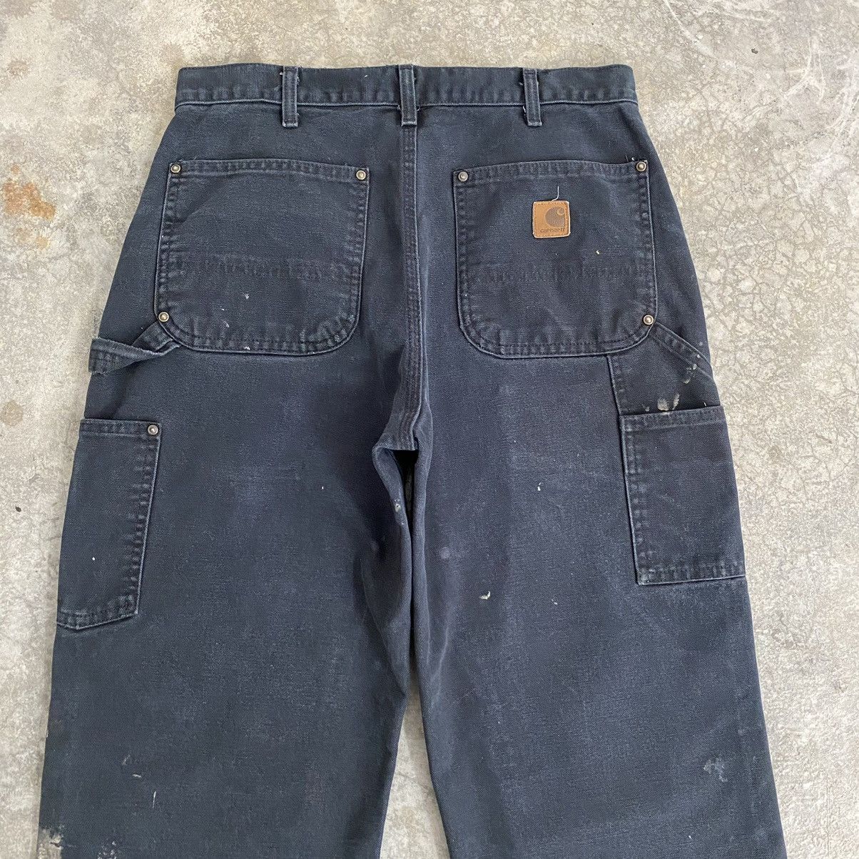 Carhartt VTG Carhartt Double Knee Faded Black Stained Carpenter Pants Size US 31 - 16 Thumbnail