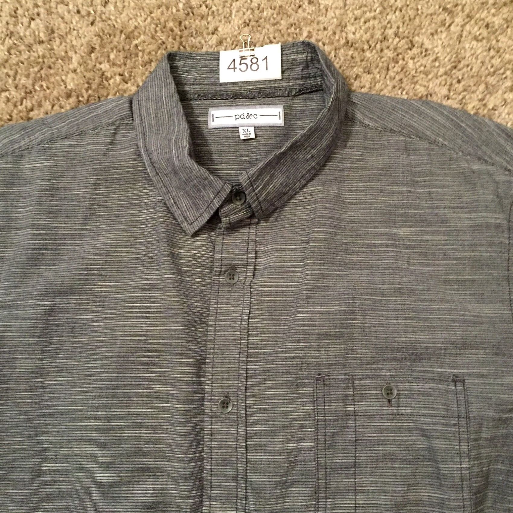 PD&C pd&c Shirt Mens XL Gray Button-Up Long Sleeve Collar Shirt Size US XL / EU 56 / 4 - 3 Thumbnail