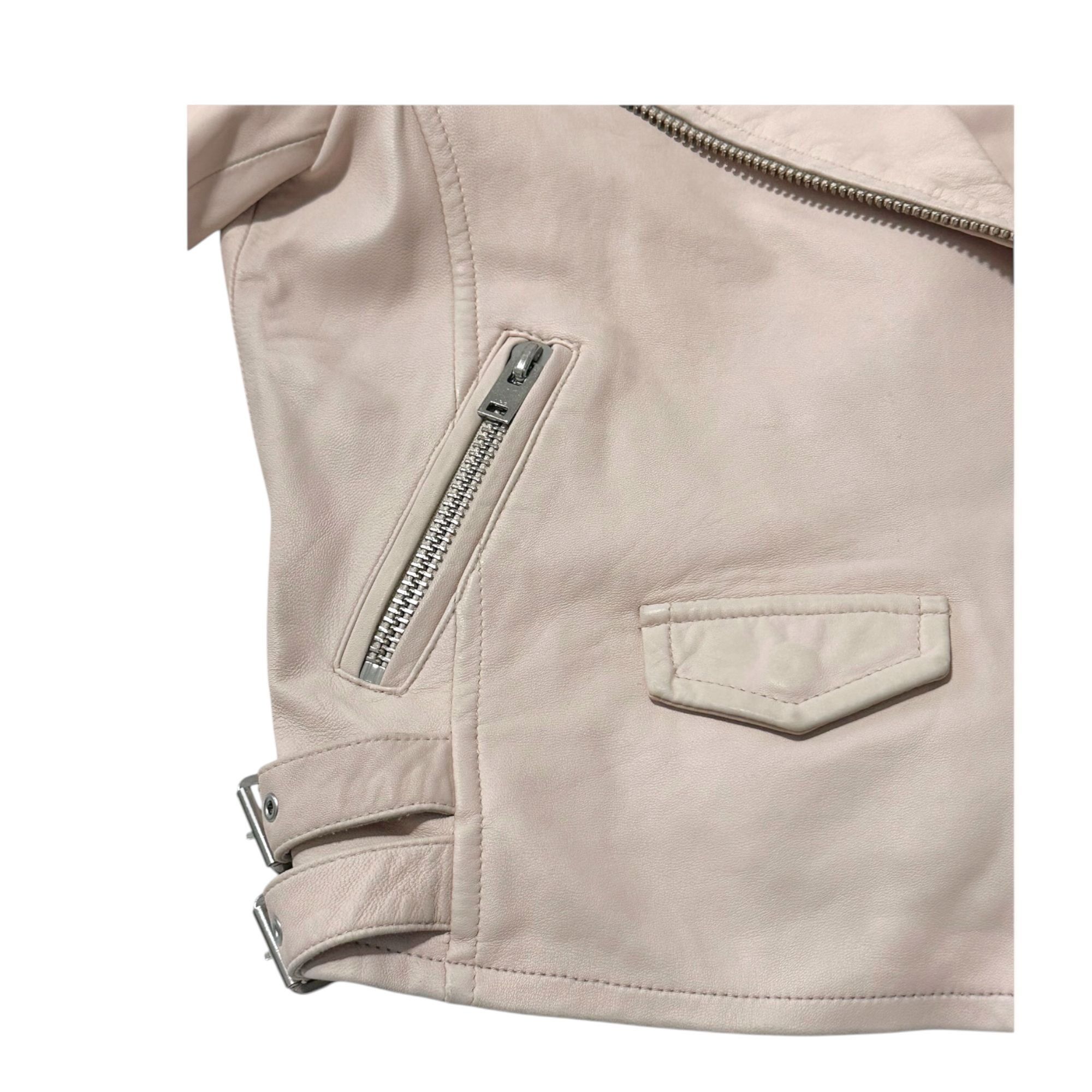 Iro IRO Ashville cropped washed-leather biker jacket, Nude Size M / US 6-8 / IT 42-44 - 10 Thumbnail