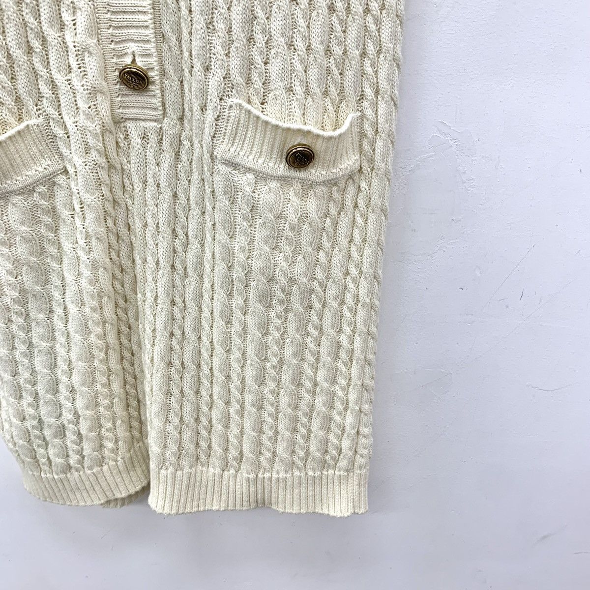 Prada Prada Beige Cable Knit Lapel Short Sleeve Knit Dress K26WX Size S / US 4 / IT 40 - 5 Thumbnail