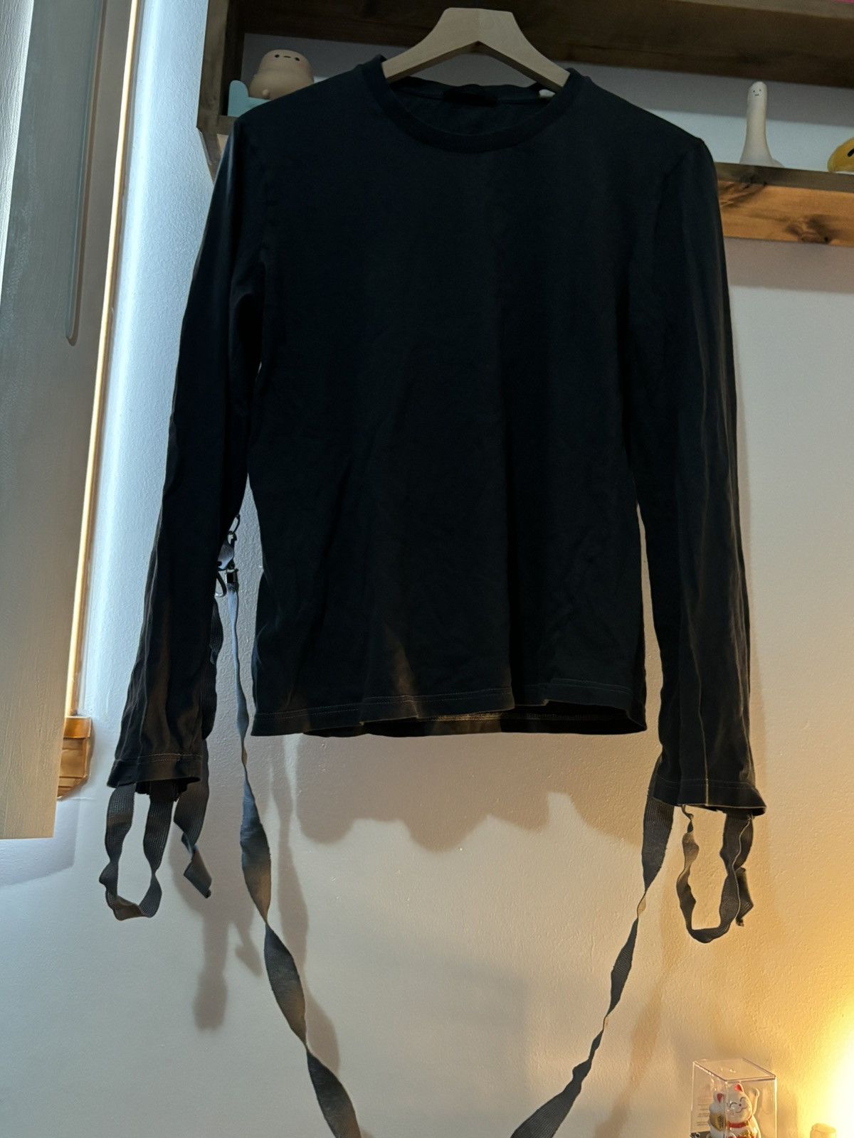 image of Helmut Lang Vintage Long Sleeve Bondage Tee in Black, Men's (Size Small)