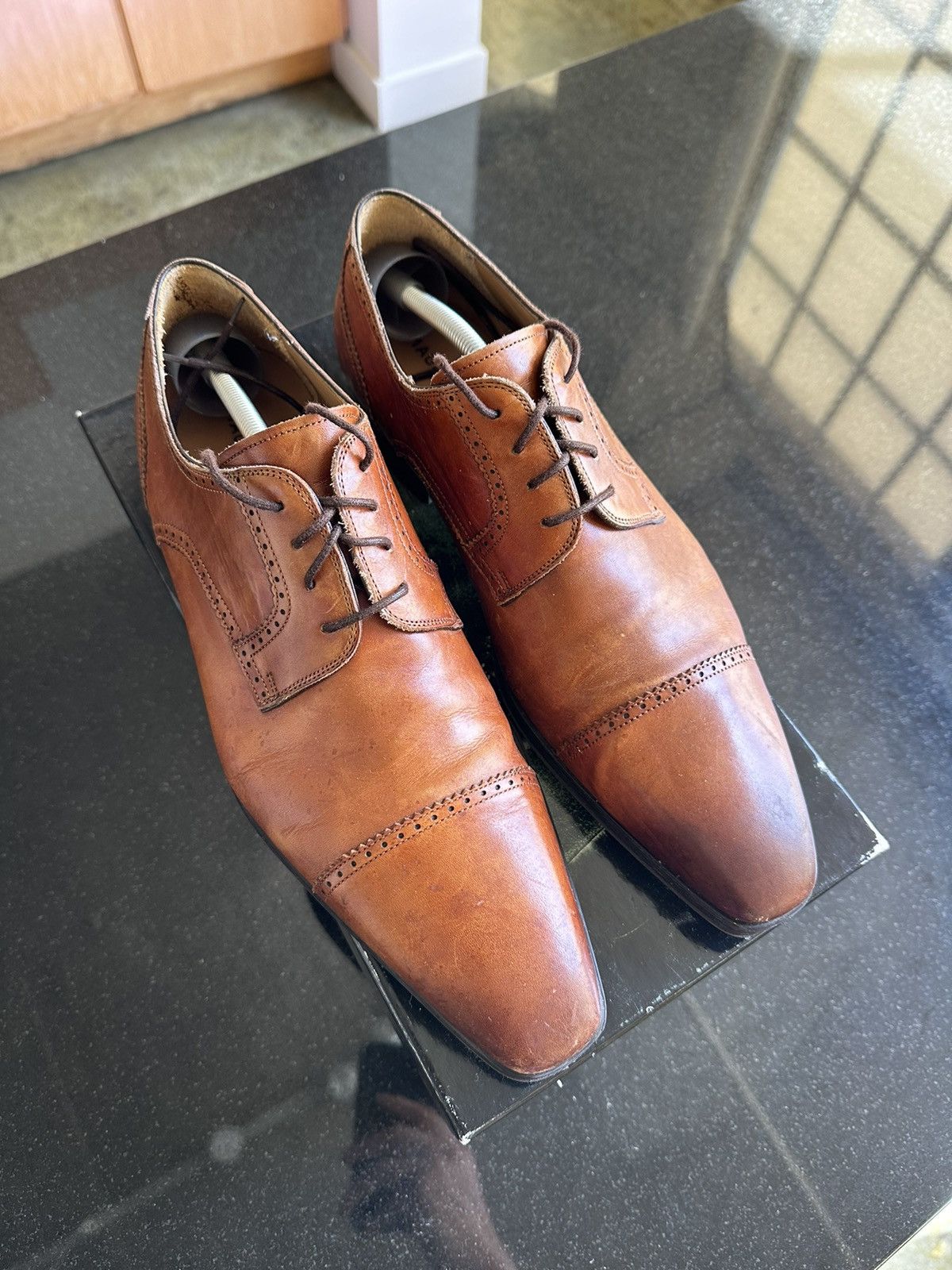 Magnanni Magnanni Carlito Cap Toe Derby Lace Up Dress Shoes Cognac Size US 10.5 / EU 43-44 - 4 Thumbnail