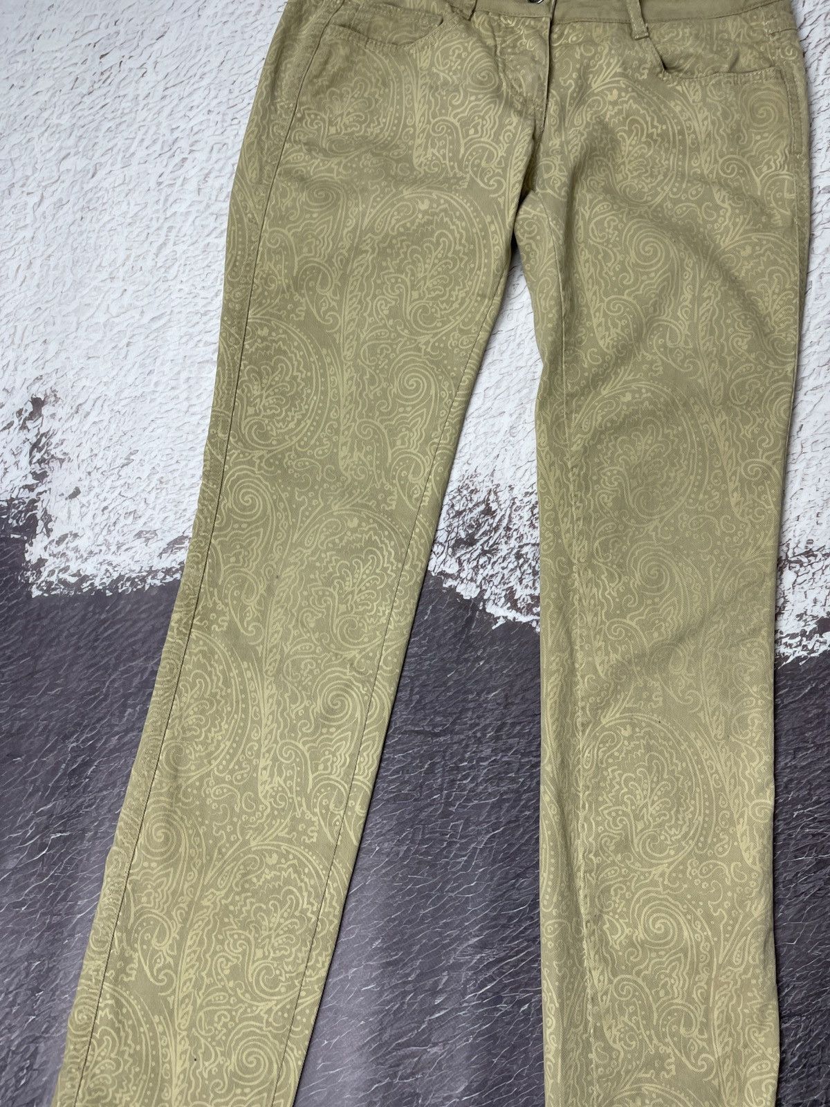 Etro Etro Milano paisley cotton beige gold casual pants Size 27" / US 4 / IT 40 - 6 Thumbnail