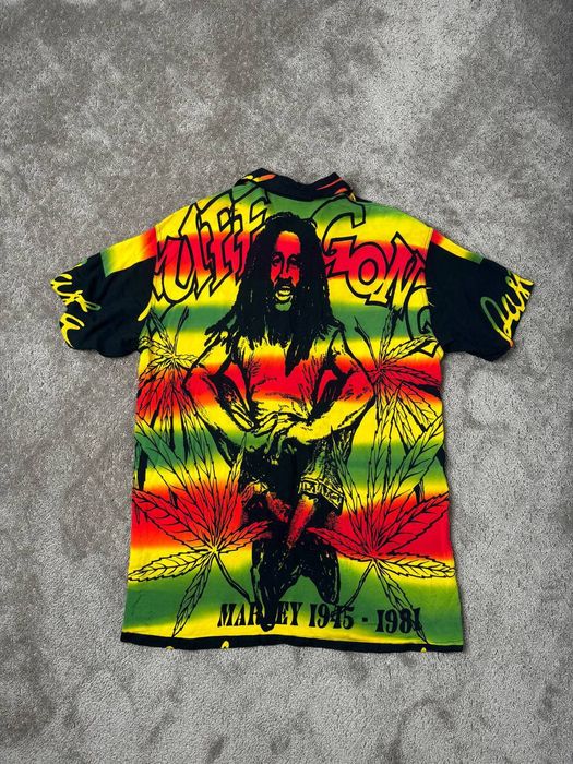 Vintage Rare BOB MARLEY VTG Weed Rayon Hawaiian Jamaican wacko