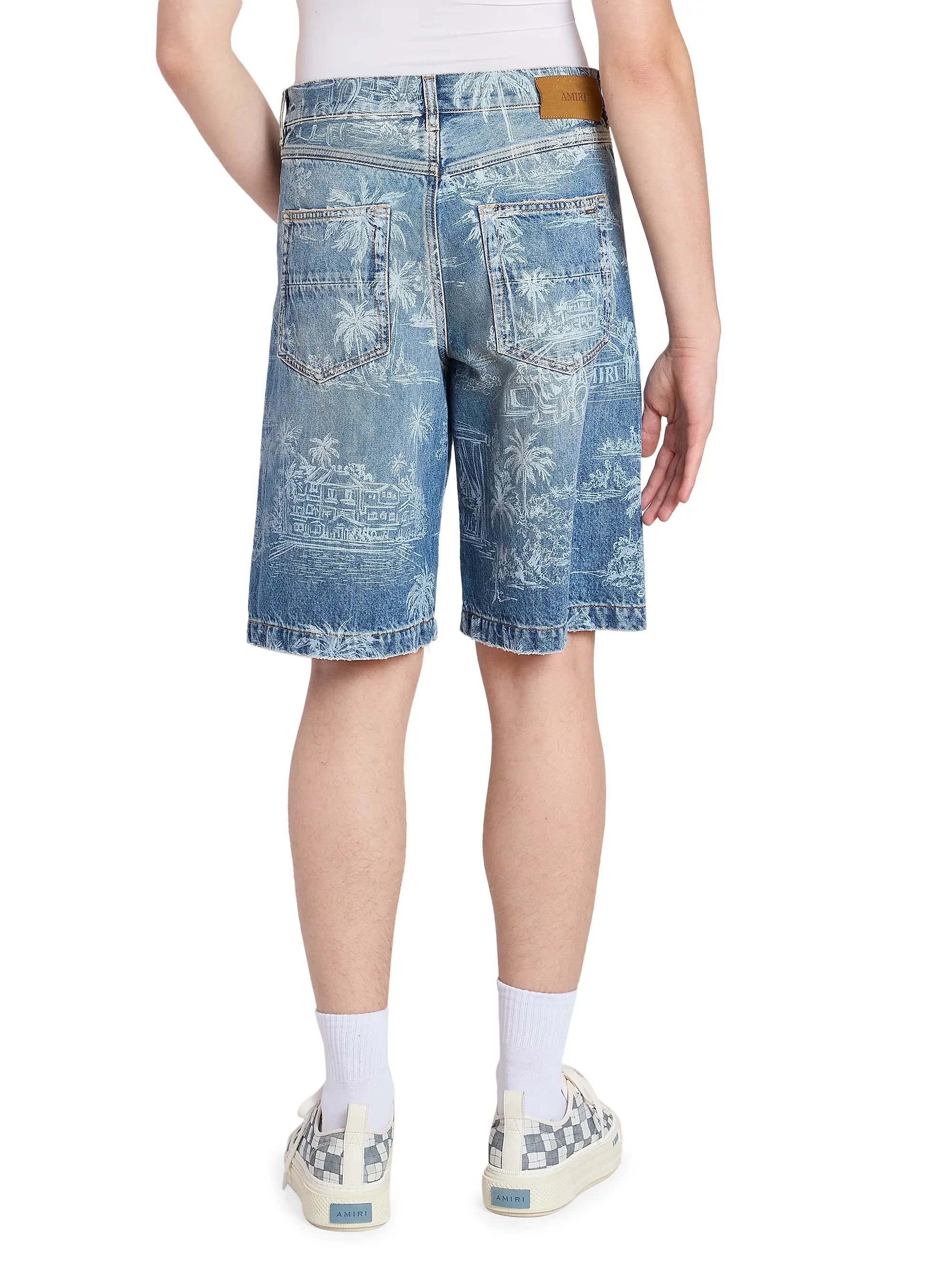 Amiri os11x0526 Chateau Palm Denim Shorts in Blue Size US 34 / EU 50 - 5 Thumbnail