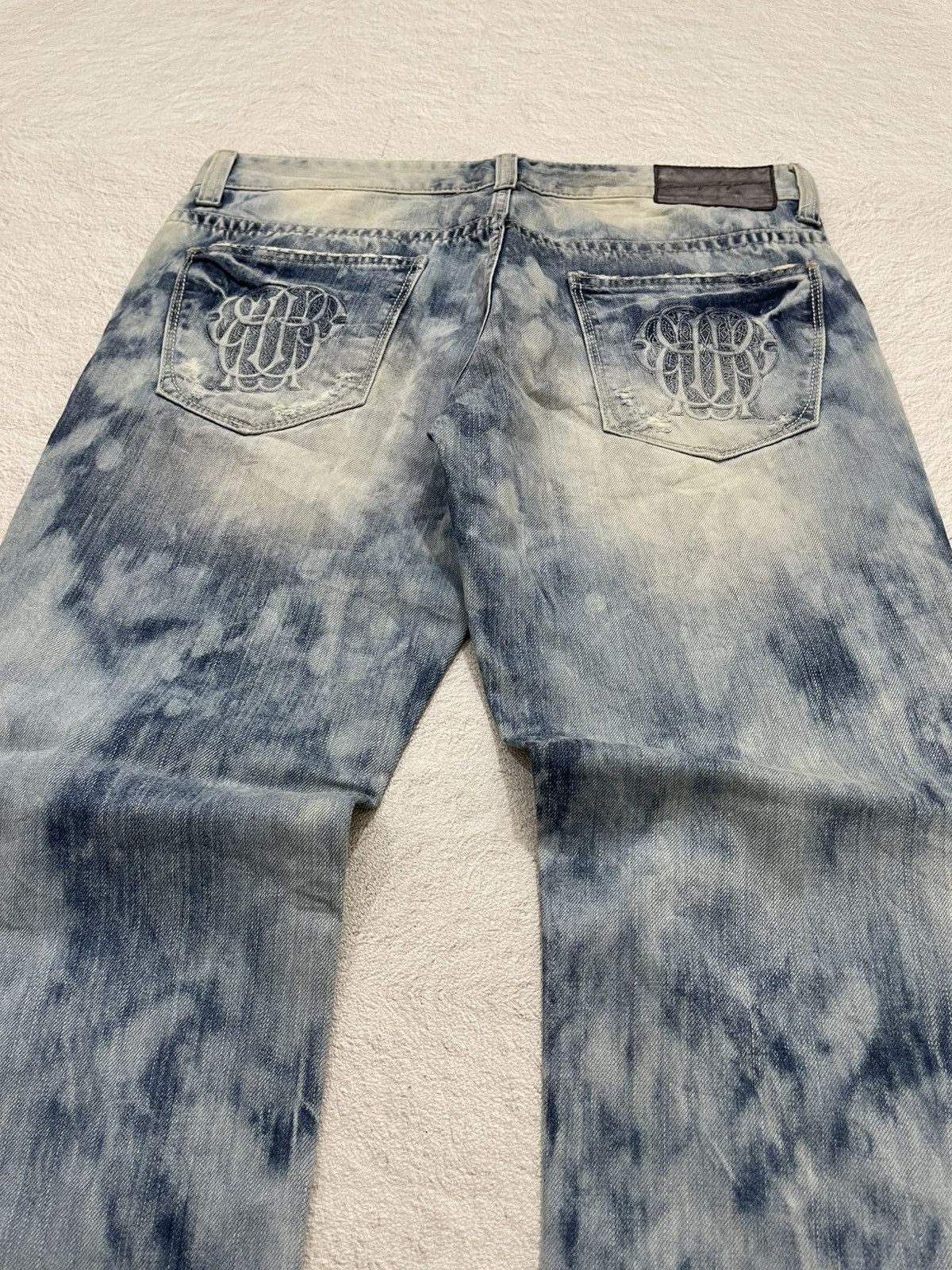 Hysteric Glamour 2000s Acid Wash Distressed Light Blue Jeans Y2K Size US 33 - 9 Thumbnail