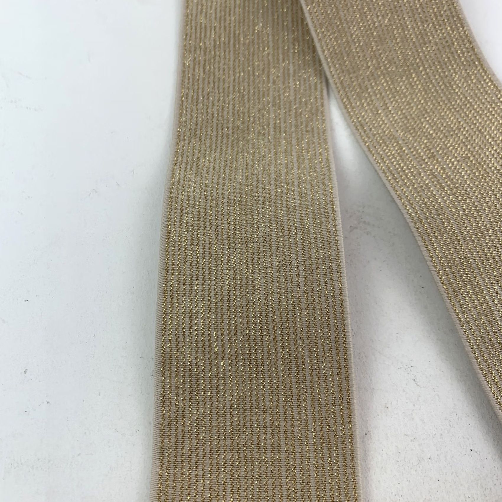 Vintage VINTAGE Buckle Elastic Stretch Belt Gold Tone Shimmer Metallic 42" Glam Disco Womens Size ONE SIZE - 3 Thumbnail