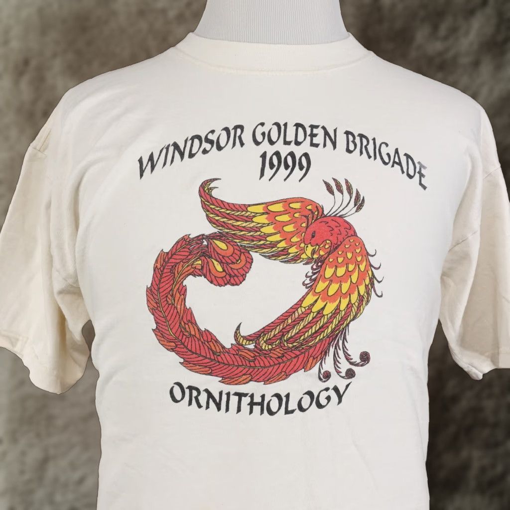 Gildan VINTAGE Gildan T-Shirt Windsor Golden Brigade 1999 Marching Band Ornithology XL White Unisex Adults Size US XL / EU 56 / 4 - 1 Thumbnail