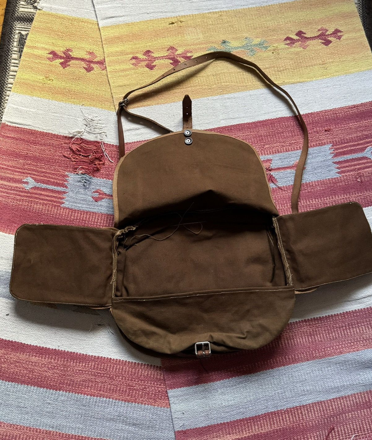 Vintage Vintage 60-70’s Brown Canvas Shoulder Bag Size ONE SIZE - 10 Thumbnail