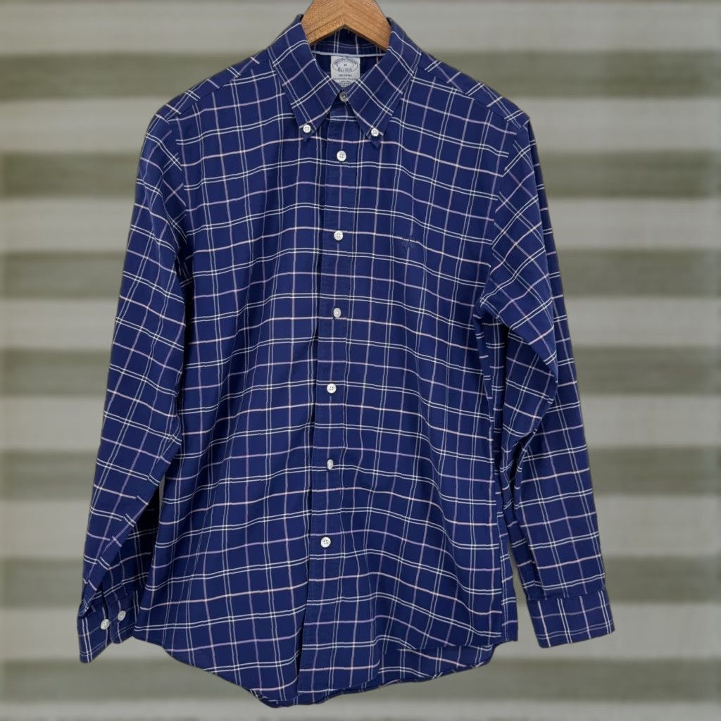 Brooks Brothers Regent Fit Mens Medium Plaid Button-Down Supima Cotton Shirt