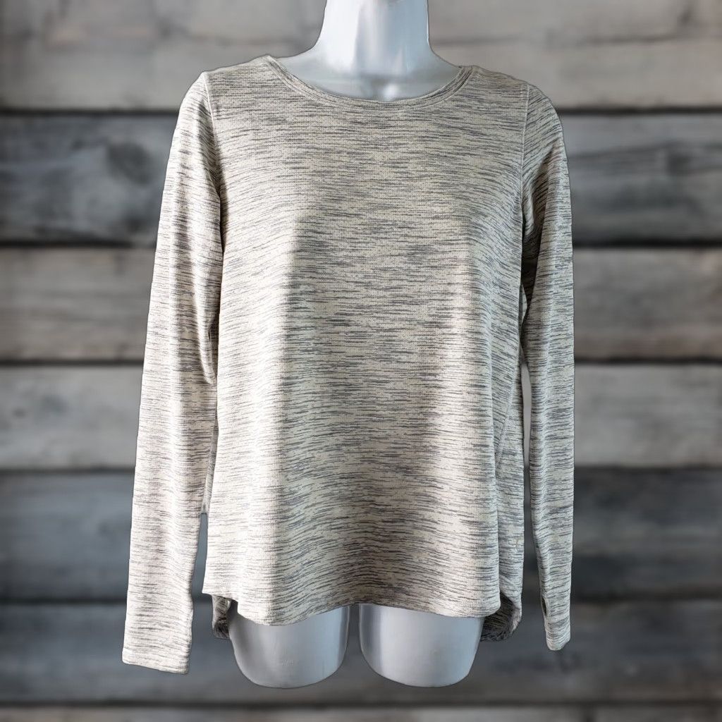 Vintage Zyia Womens Pullover Top Sz S Gray White Space Dyed Long Sleeve Round Neck Activewear-Style Shirt Womens Short Description Not Included Size S / US 4 / IT 40 - 1 Thumbnail