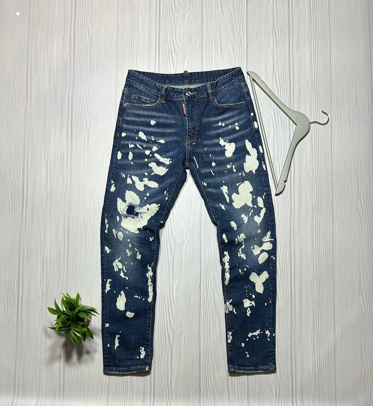 Dsquared2 Acid Wash Denim Pants Size 32 Made In Italy
