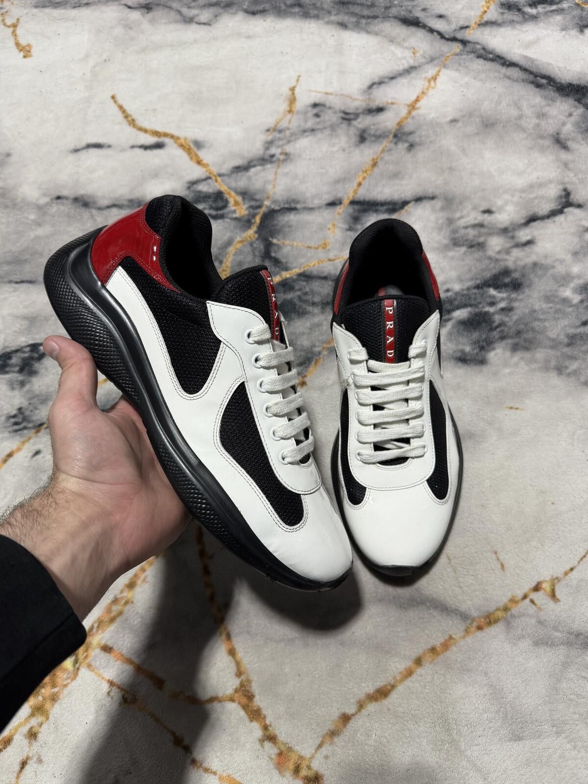 Prada Prada Americas Cup White Red Heel Patent Leather - Sz9.5US Size US 9.5 / EU 42-43 - 1 Thumbnail