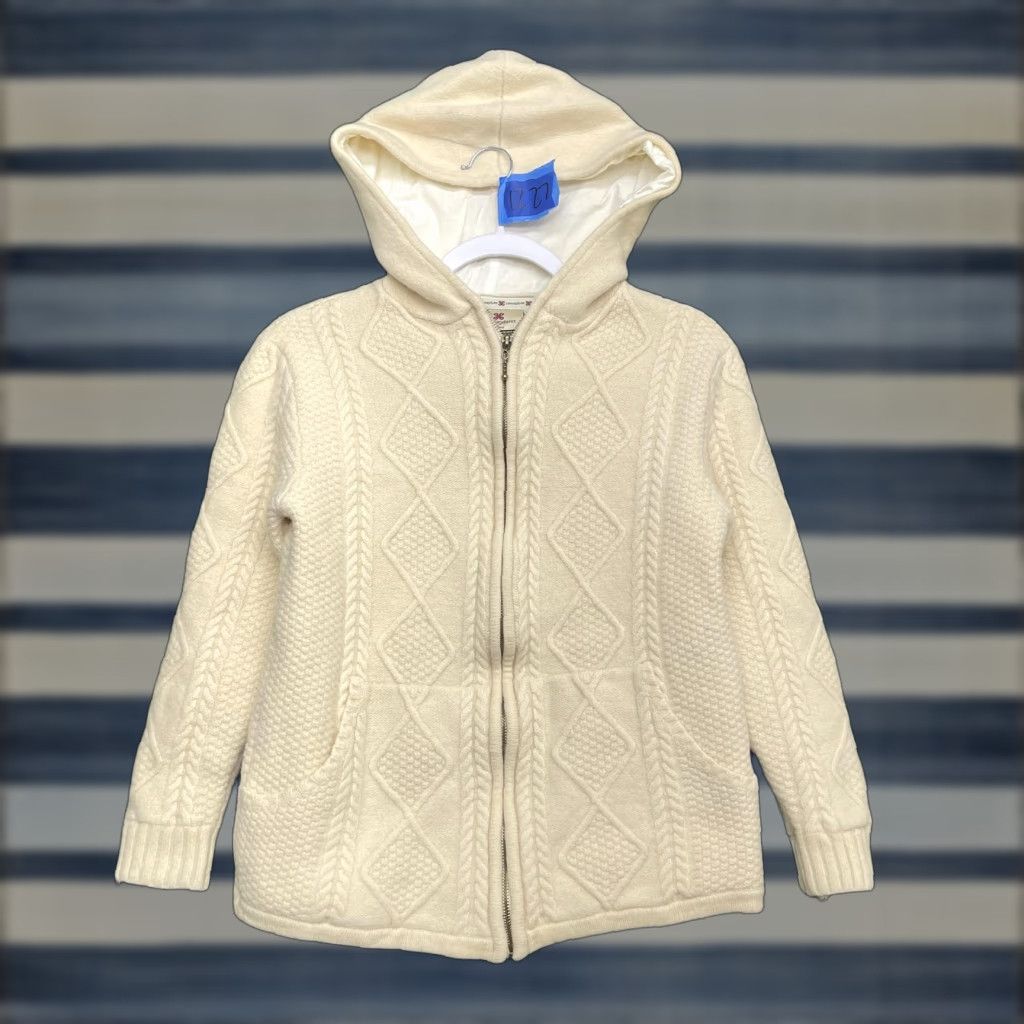 Vintage VINTAGE Carraig Donn Jacket Womens M White Wool Hooded Aran Knit Full Zip Ireland Size M / US 6-8 / IT 42-44 - 1 Thumbnail