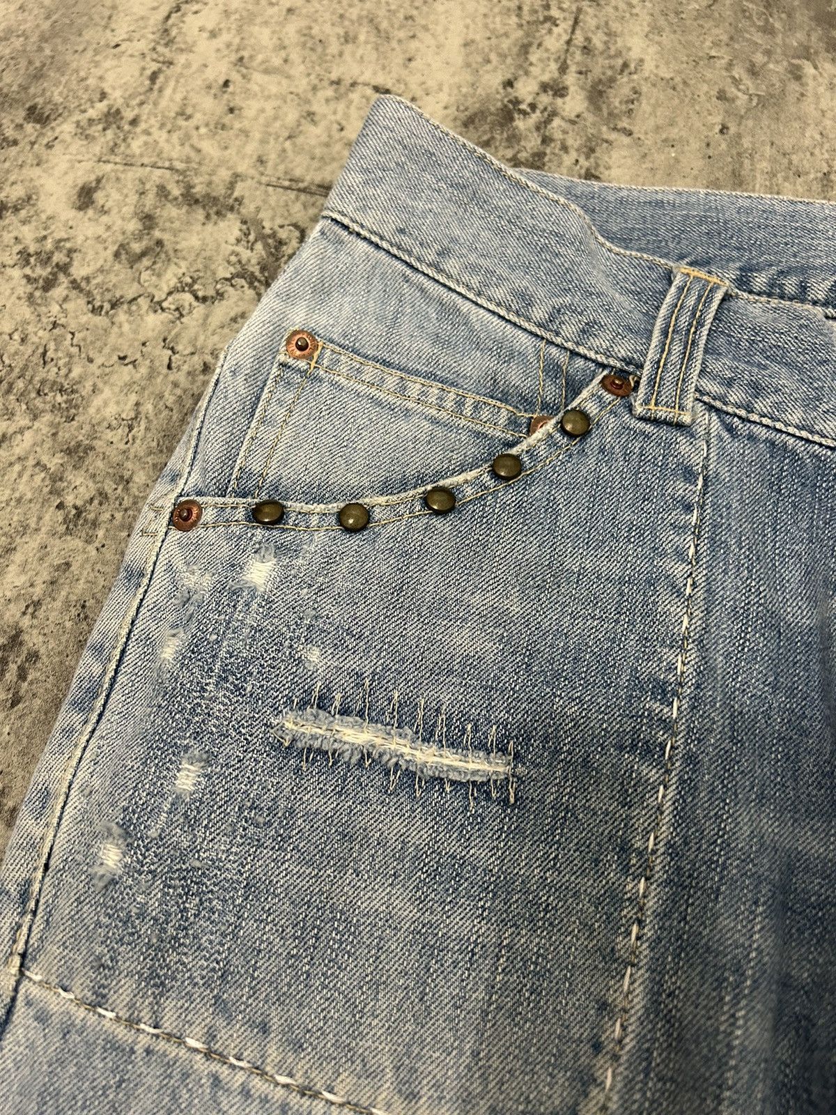 Hysteric Glamour × Japanese Brand × Seditionaries Word Wide Love Skull Ring Distressed Jeans Size US 30 / EU 46 - 10 Thumbnail