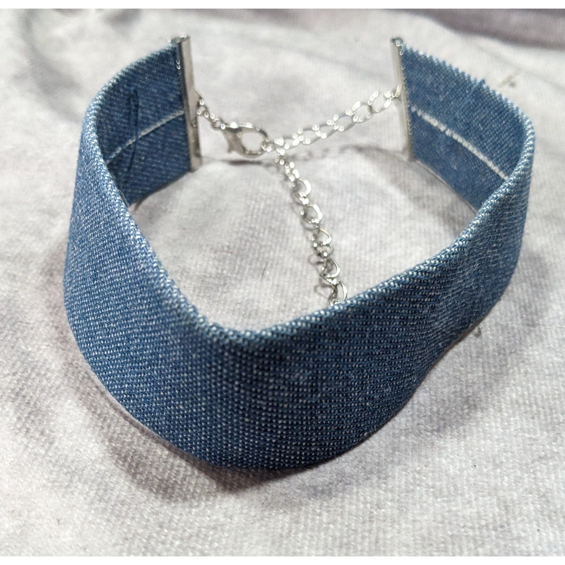 Nordstrom Nordstrom Blue Denim Wide Choker Necklace Size ONE SIZE - 8 Thumbnail