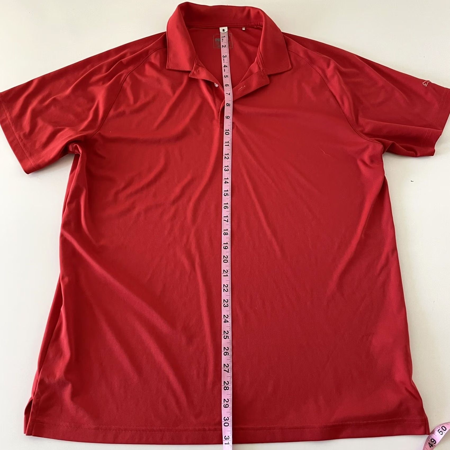 Puma PUMA Short Sleeve Golf Polo Shirt Men XL Solid Red 100% Polyester Size US XL / EU 56 / 4 - 5 Thumbnail