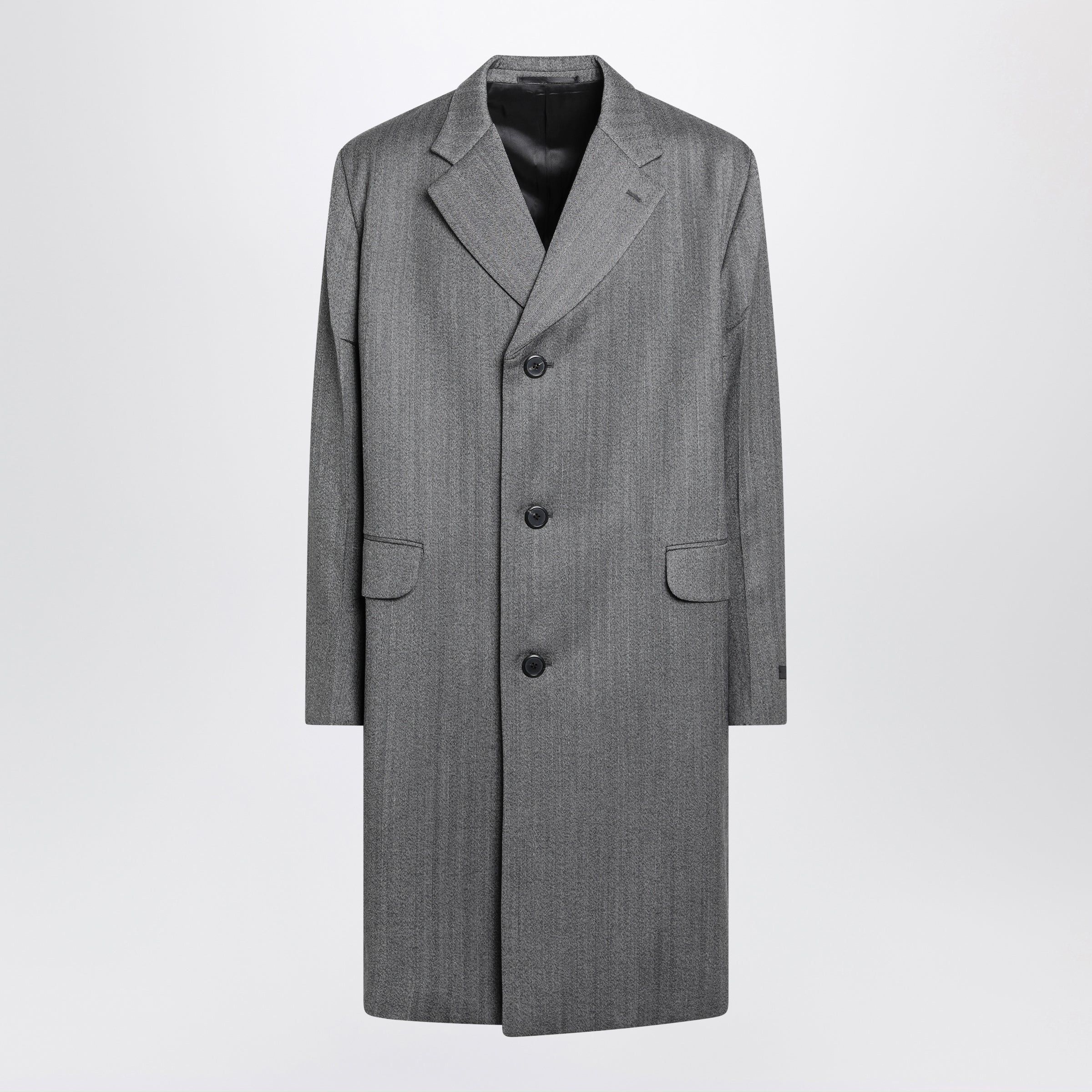 Prada Prada Gray Single-Breasted Wool Coat Size US M / EU 48-50 / 2 - 1 Thumbnail