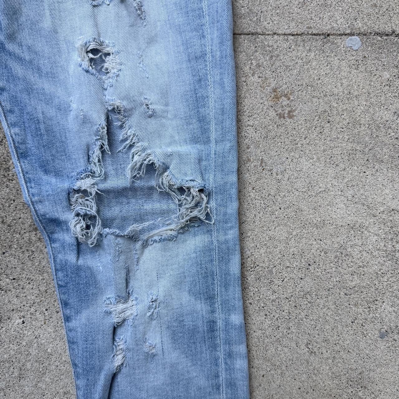 Amiri amiri destroyed thrashed light blue wash skinny jeans Size US 32 / EU 48 - 5 Thumbnail