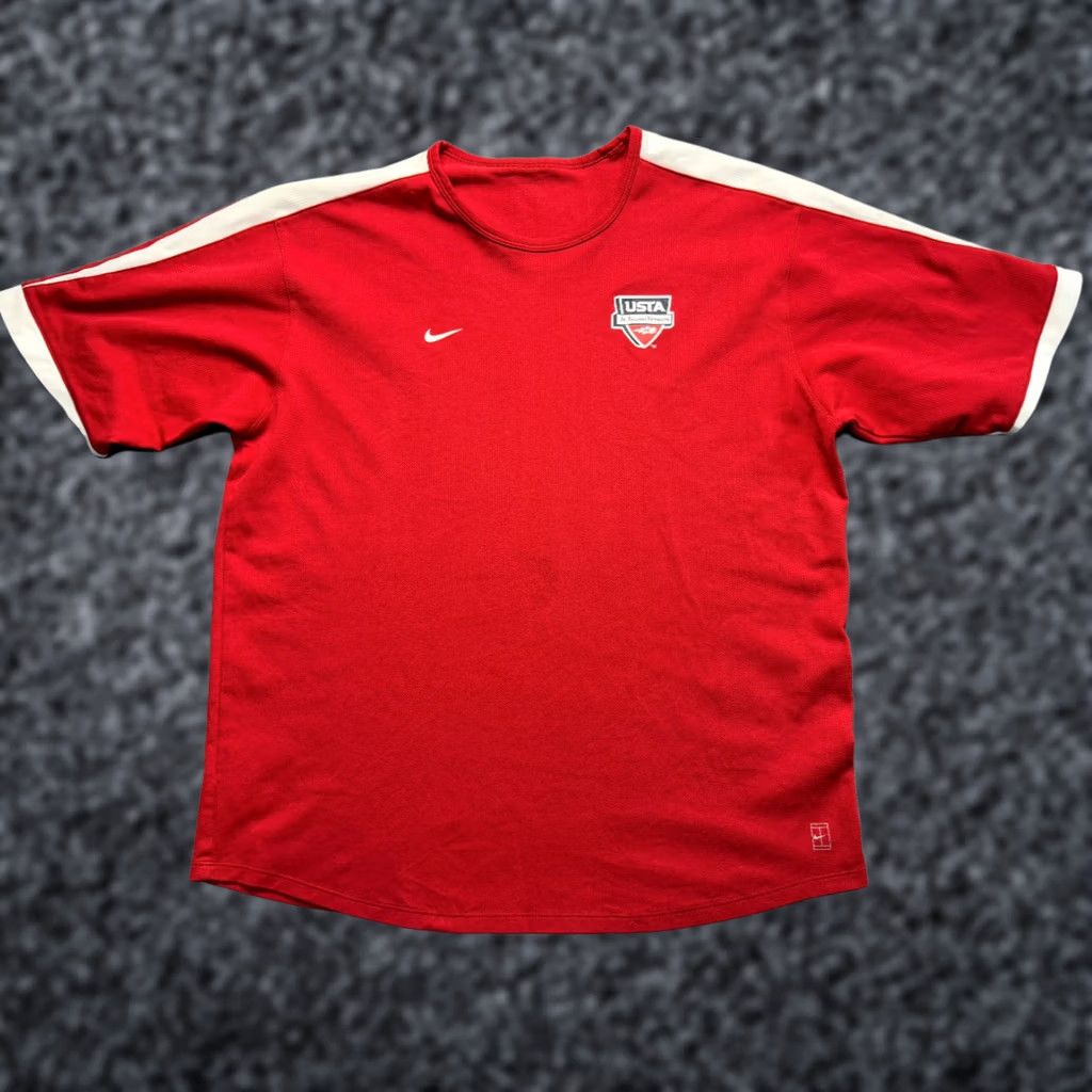 Nike Nike USTA Jr. Team Tennis Mens Shirt L Red T-Shirt Size US L / EU 52-54 / 3 - 1 Thumbnail
