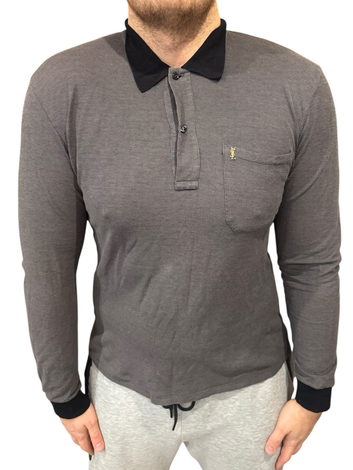 YSL Yves Saint Laurent Button Down Polo Shirt Medium