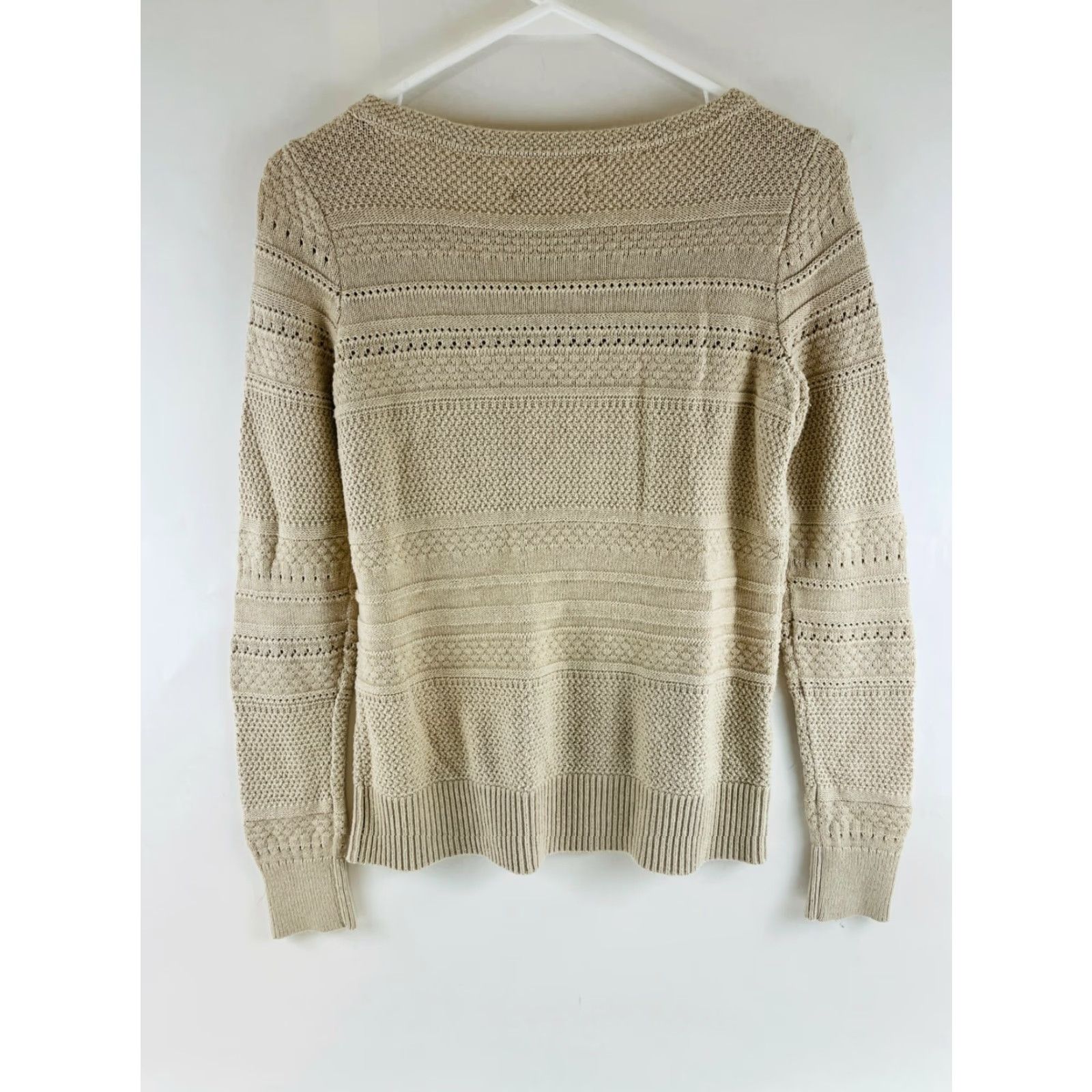 Loft LOFT Sweater Women's Size Extra Small Tan Long Sleeve Pullover Knitted Boatneck Size XS / US 0-2 / IT 36-38 - 2 Thumbnail