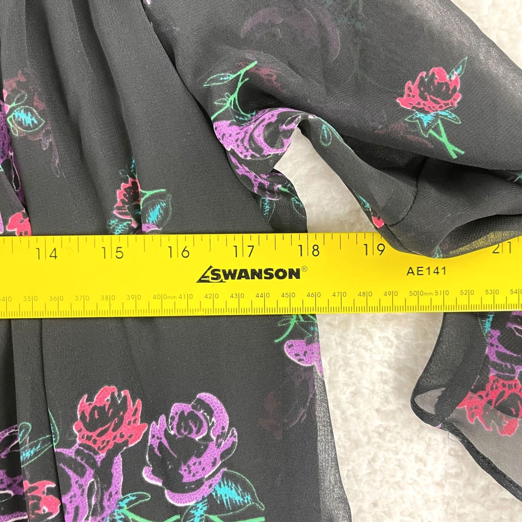 Vintage Coincidence & Chance Black Floral Chiffon Swing Dress Womens S Bell Sleeve XS? Size S / US 4 / IT 40 - 7 Thumbnail