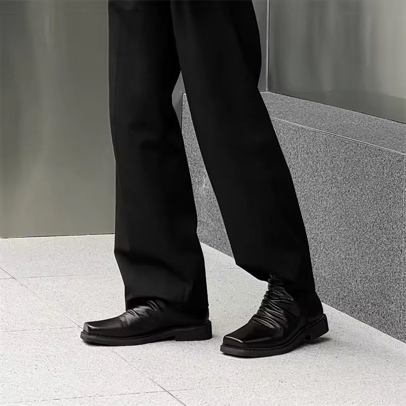 Japanese Brand Black Split Leather Square Toe Side-Zip Boots Size US 11 / EU 44 - 6 Thumbnail