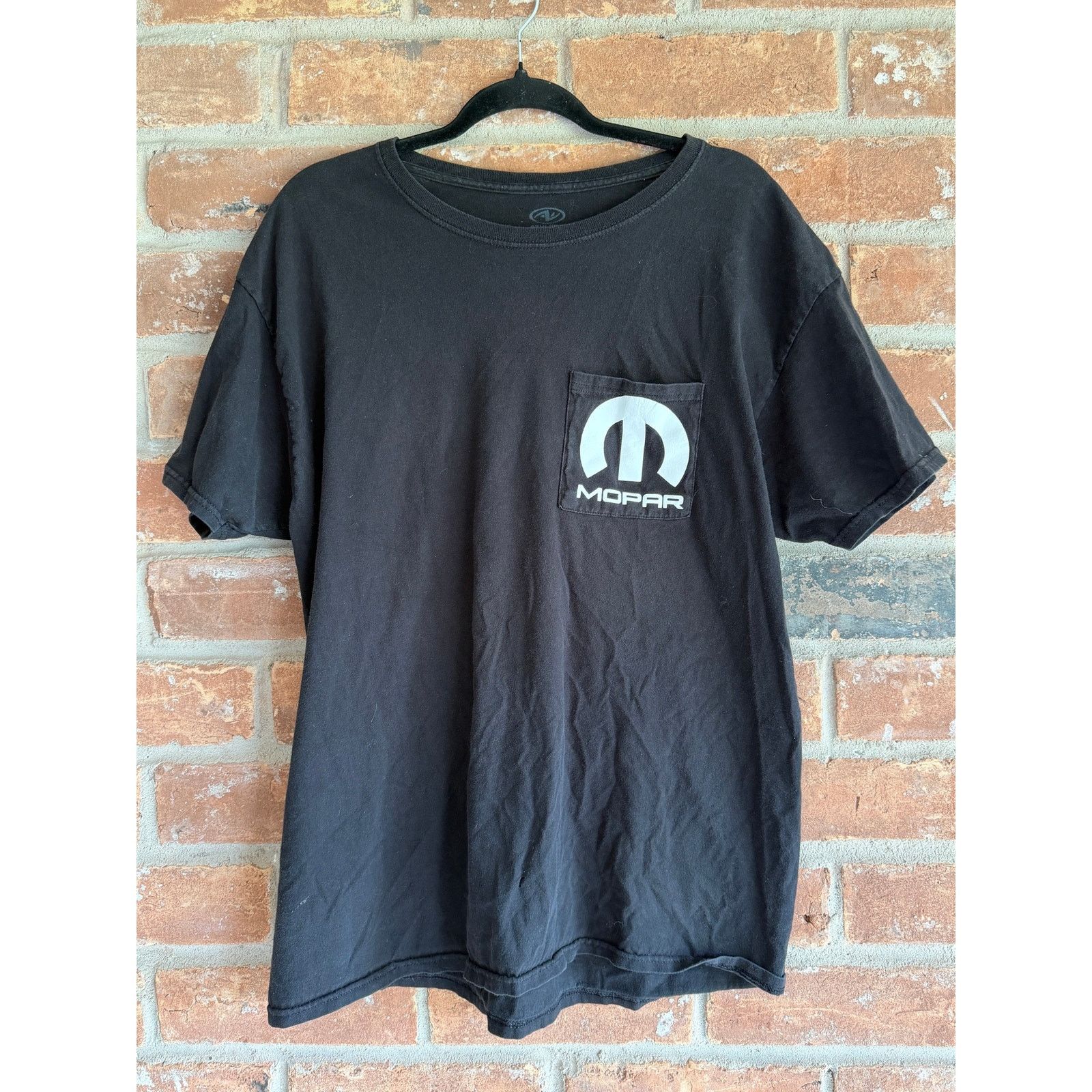 Vintage Mopar Triple Logo Pocket Tee Black Dodge Racing Shirt Size US L / EU 52-54 / 3 - 1 Thumbnail