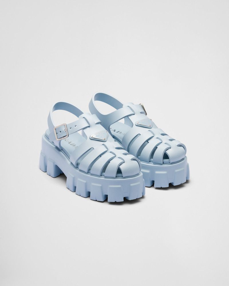Prada o1B3y1r0426 Foam Rubber Sandals in Light Blue Size US 11 / IT 41 - 2 Thumbnail