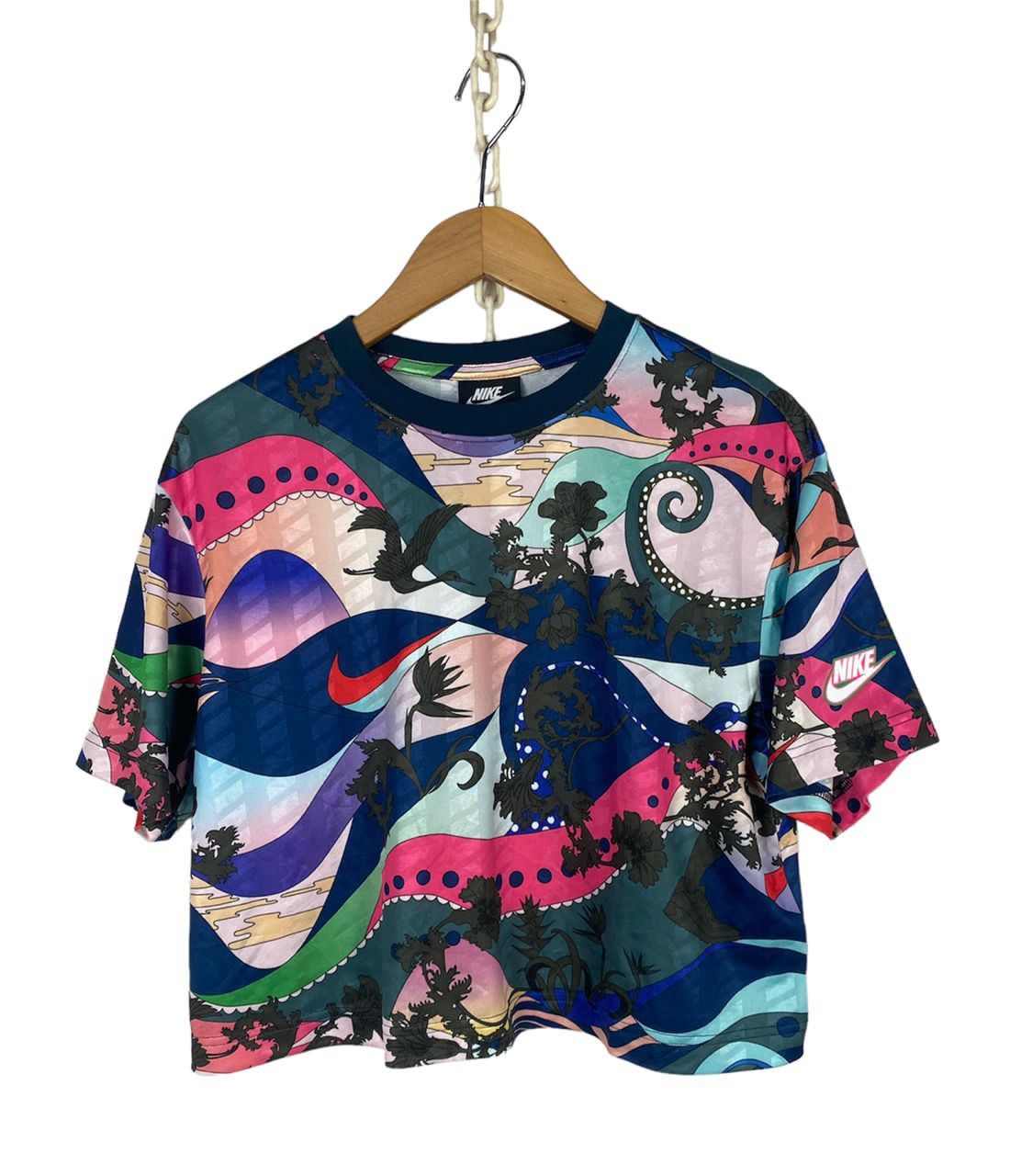 image of Bidding Offer Nike Fullprint Multicolor Croptop Tshirt, Women's (Size Medium)