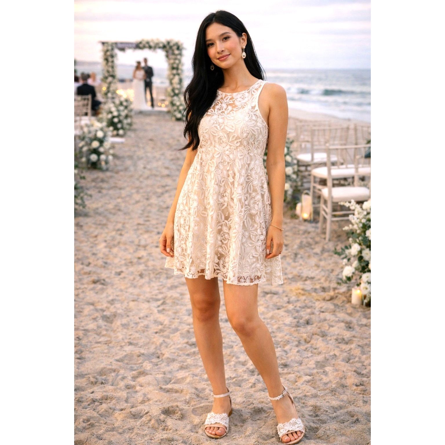 Free People SAYLOR x Free People Jessa Lace Mini Cream with Gold Foil M |  Grailed