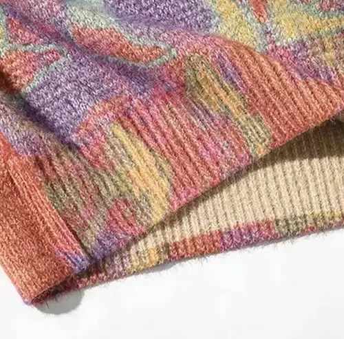Aran Isles Knitwear × Japanese Brand Neon Color Blok Knit Loose Sweater Size US M / EU 48-50 / 2 - 3 Thumbnail