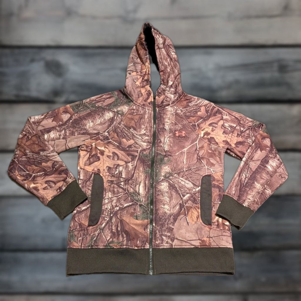 Under Armour Under Armour Women’s Coldgear Realtree Camo Full Zip Hooded Jacket S Semi-Fitted Wind-Resistant Pockets Outdoor Winter Fall Jacket Size S / US 4 / IT 40 - 1 Thumbnail