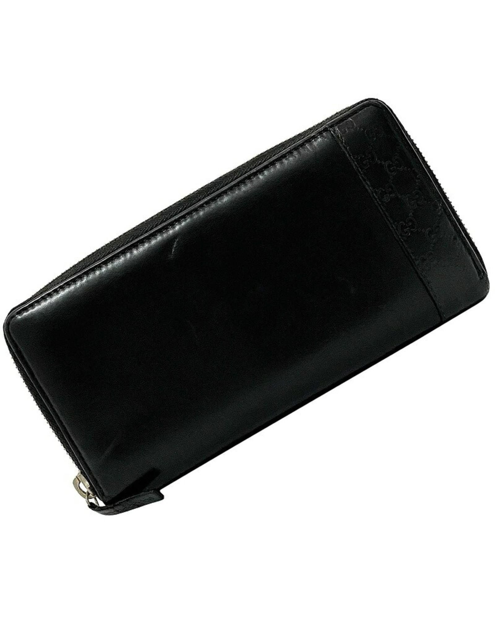 image of Black Leather Gucci Micro Guccissima Wallet, Women's