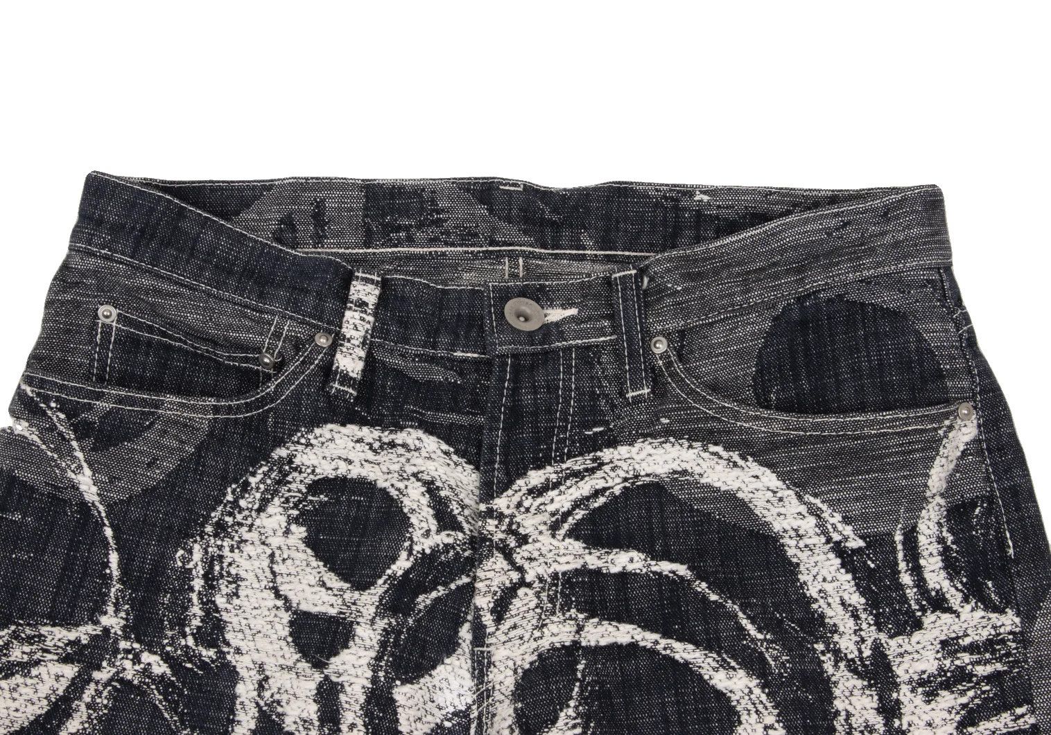 Issey Miyake Cotton Graphic Jacquard Denim Pants in Indigo Off Size US 34 / EU 50 - 5 Thumbnail