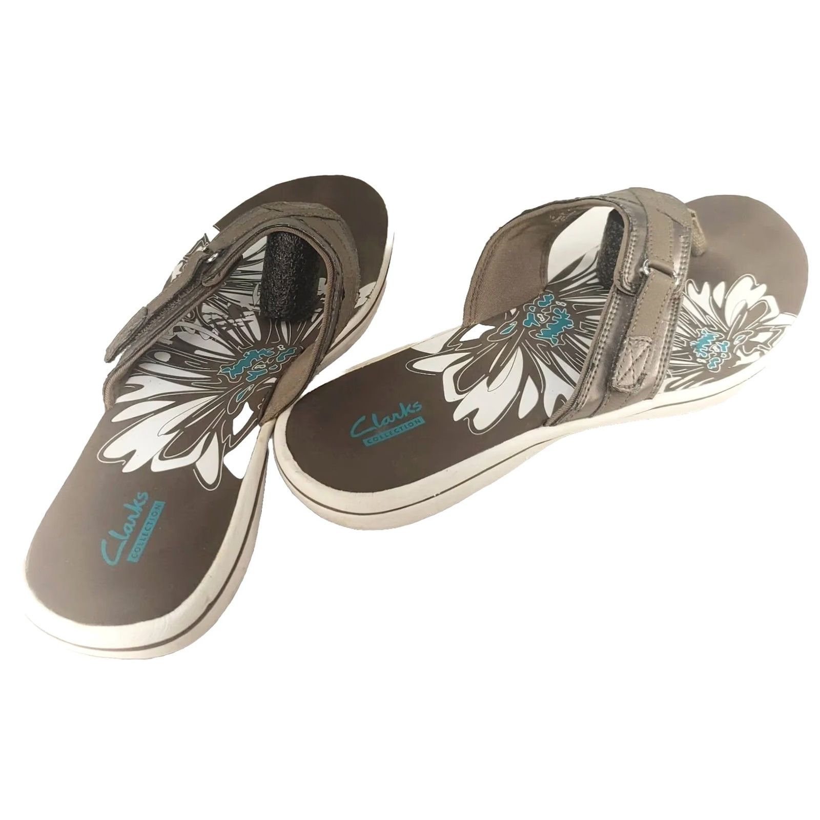 Clarks Clarks Brinkley Soft Thong Sandals Women's 10M Gray Metallic Adjustable Strap Casual Sandal Size US 10 / IT 40 - 5 Thumbnail