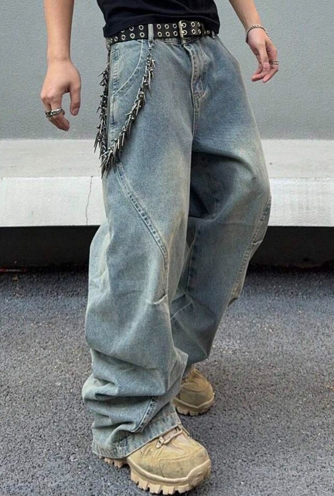 Japanese Brand Wide Leg Jeans Futuristic Size US 31 - 2 Thumbnail
