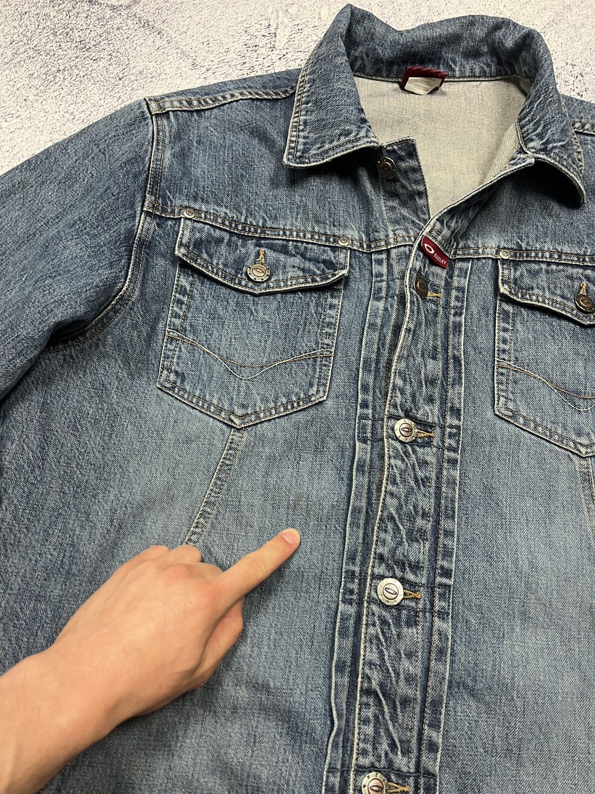 Oakley Crazy Vintage 00’s Oakley Industries Denim Jeans Jacket Y2k Size US XL / EU 56 / 4 - 8 Thumbnail